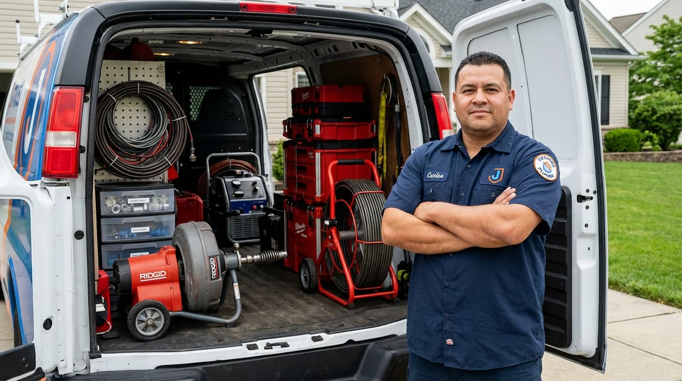Professional drain cleaning equipment and Johns Plumbing LLC plumber in Lodi