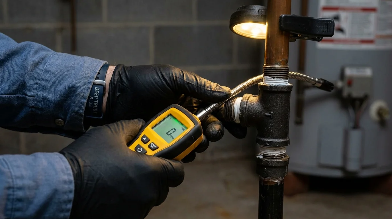 Gas leak detection with electronic sniffer by Johns Plumbing LLC in Lodi